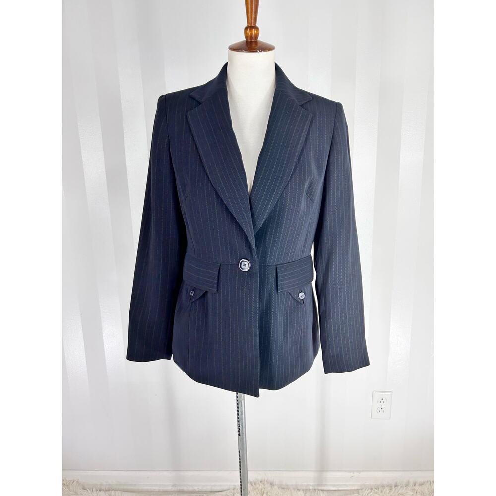 DRESSBARN Women’s Navy Blue Pinstripe Blazer Sz 4